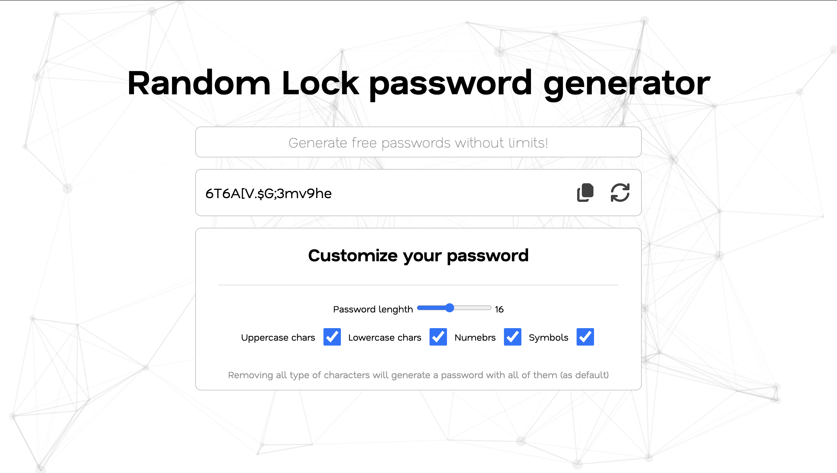 Random Lock password generator screenshot
